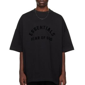 Fear of God24 SS 피어오브갓 에센셜 본디드 로고 드롭숄더 티셔츠 제트블랙