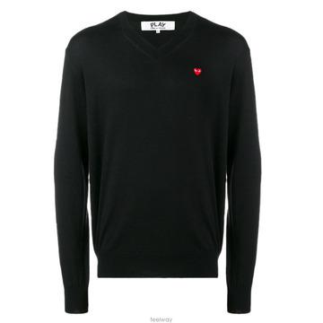 Comme des Garcons-디에고-국내배송-꼼데가르송 스몰레드와펜 블랙 V넥 니트 P1N052