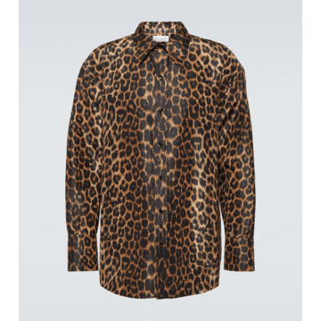 Saint Laurent24SS 생로랑 Oversized leopard print silk shirt